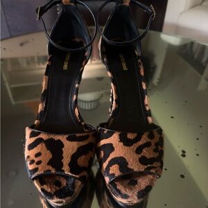 Roberto Cavalli Black and Brown Platform Sandals